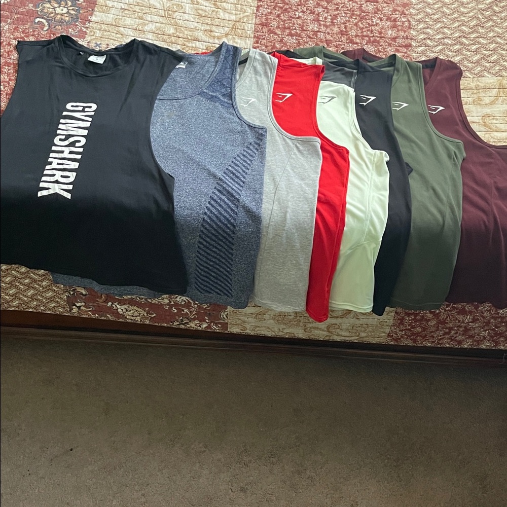 Gymshark Men's Tank Tops - Black, Blue, Gray, Red, Green